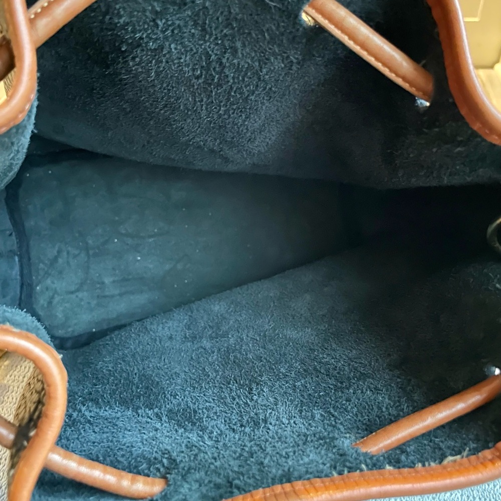 Vintage Dooney and Bourke Pebbled Leather Bucket Bag with brass accents - Picture 4 of 16